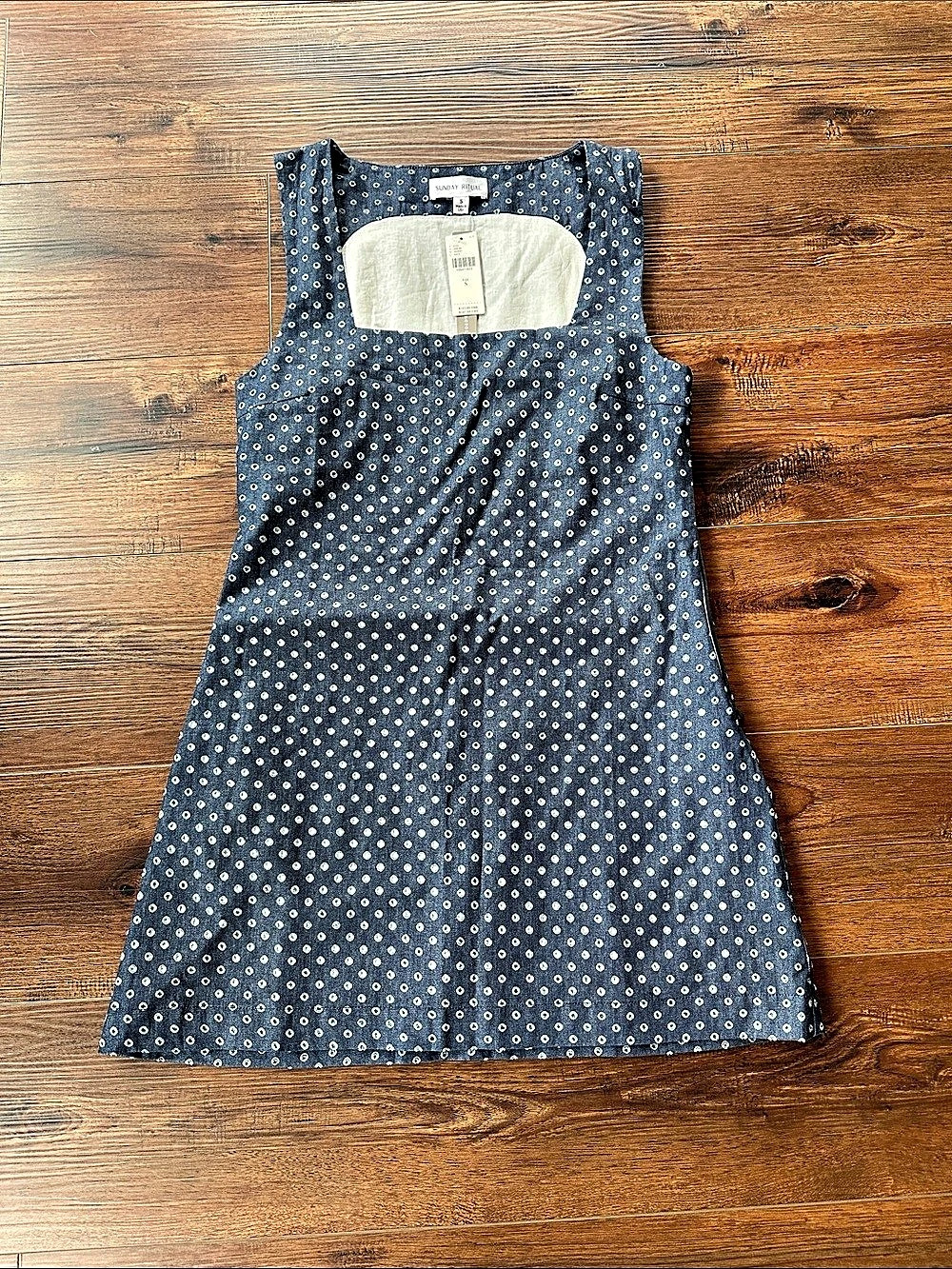 Sunday Ritual Mini Dress in Blue & White Size Small. NWT